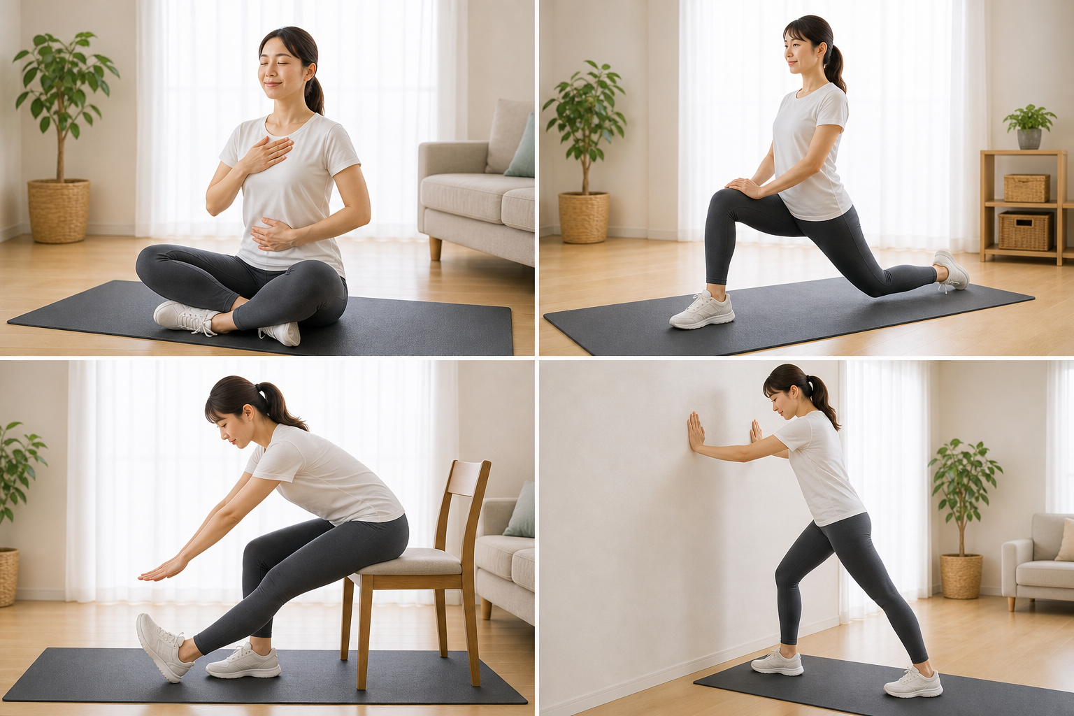 ストレッチング 正しいやり方 呼吸 痛みなし 姿勢