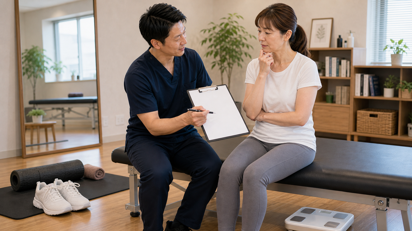 40代が痩せにくい原因を整体師が説明するイメージ