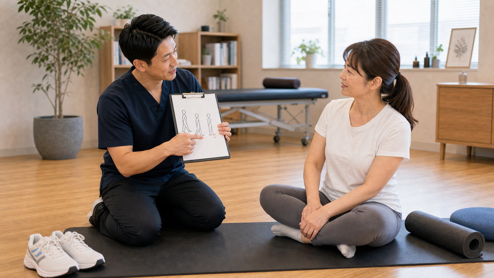 健康のために運動が必要な理由を整体師が説明するイメージ