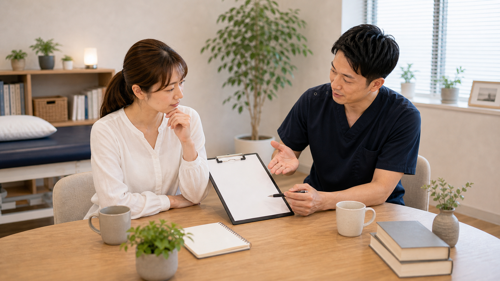 健康の理想と現実の違いについて相談するイメージ
