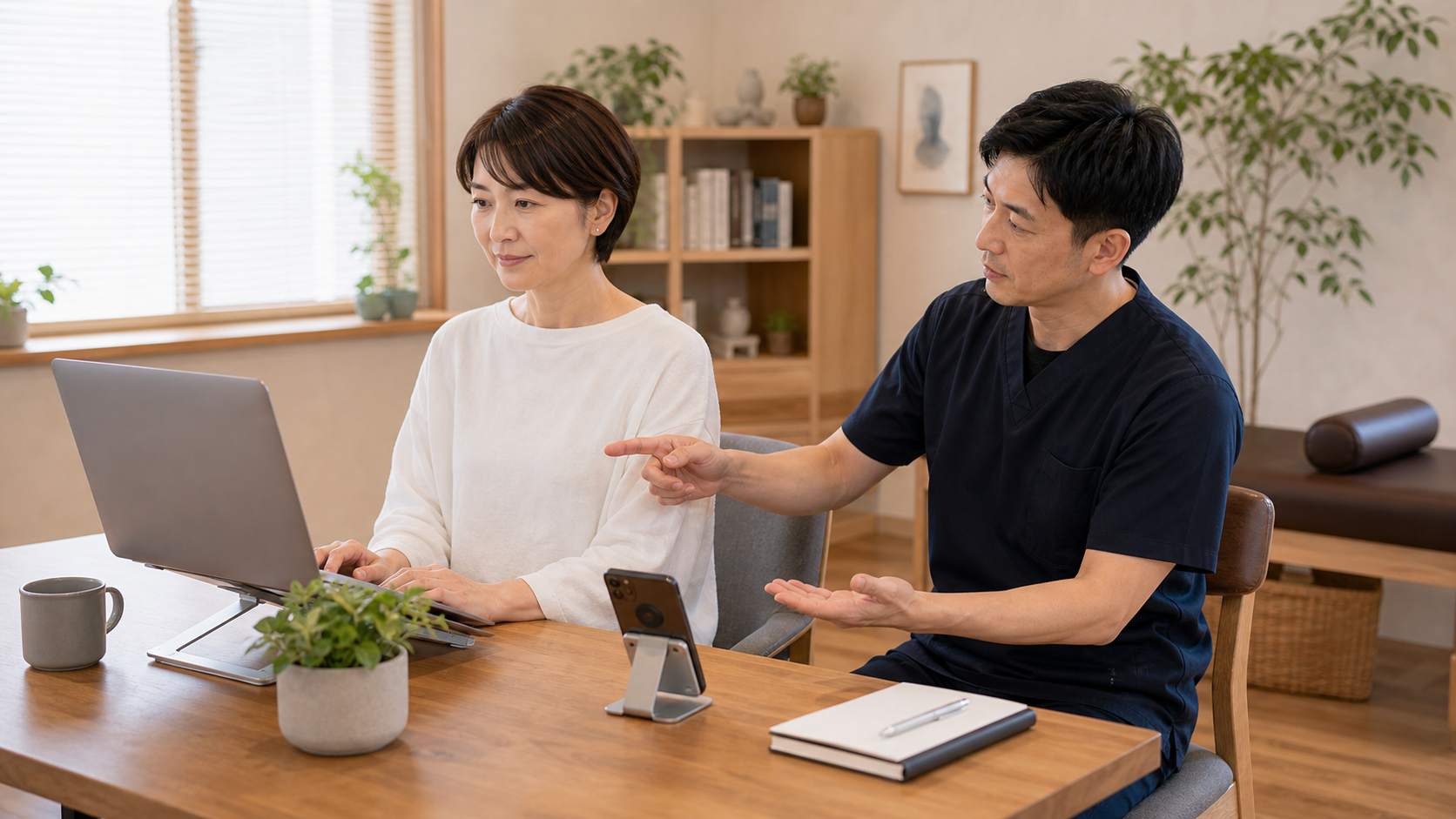 パソコンやスマホ姿勢を見直して巻き肩を悪化させない工夫のイメージ