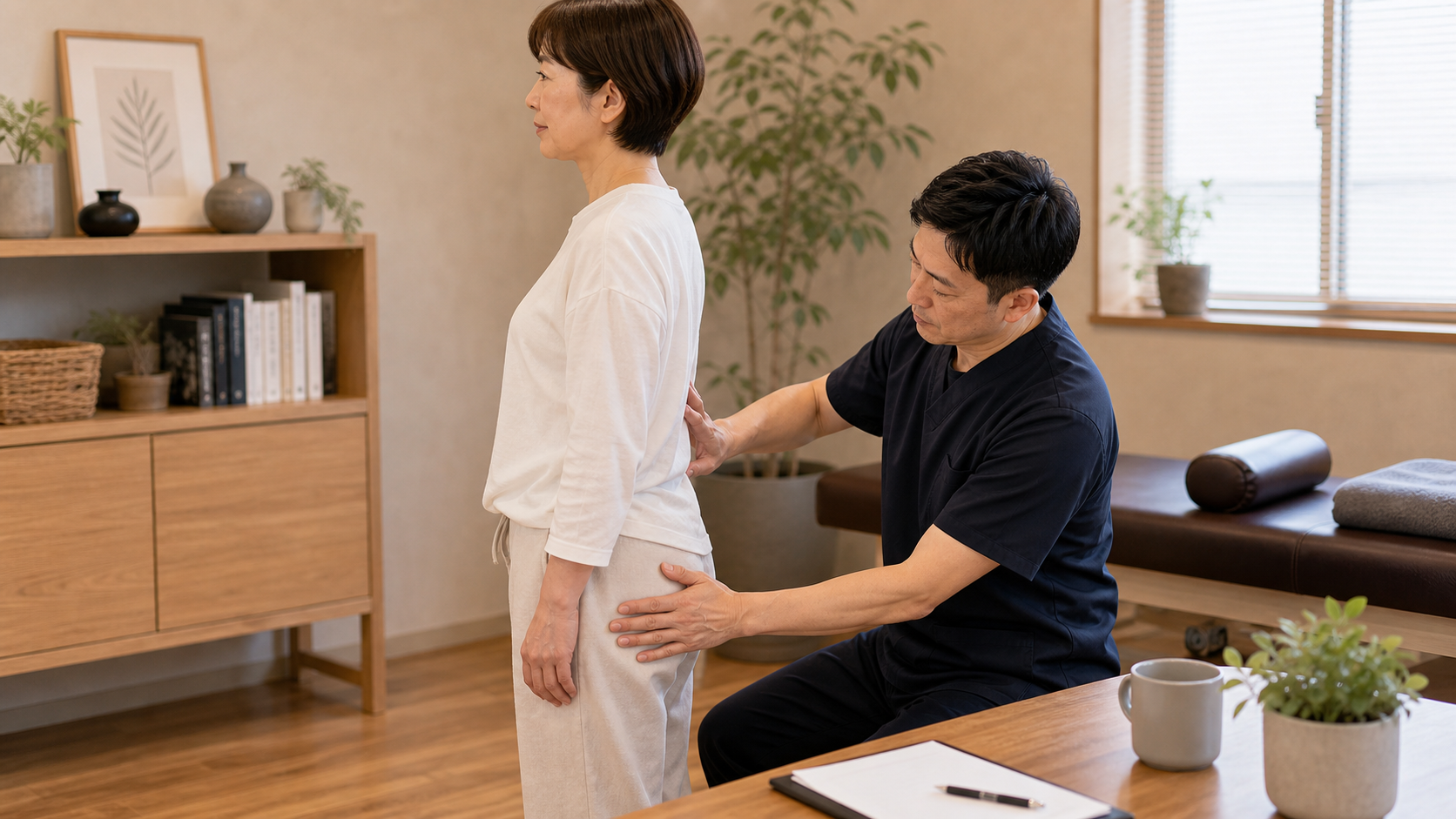 CUREPROで慢性化した反り腰の骨盤と股関節バランスを確認するイメージ