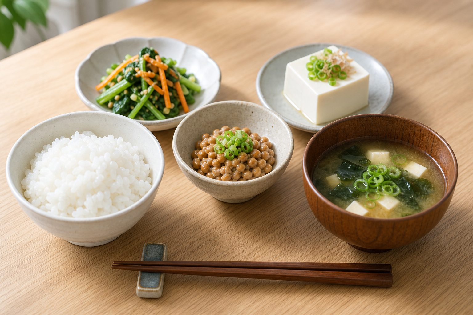 納豆や味噌汁やご飯など分類に迷いやすい和食のイメージ