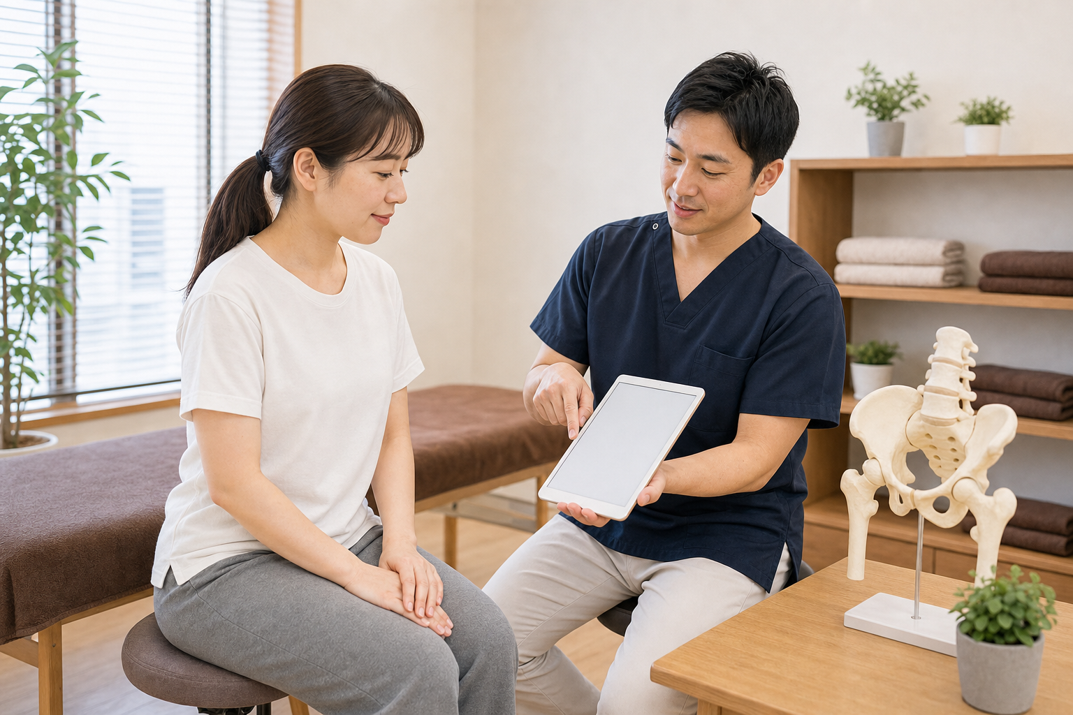 大転子と骨盤に対する整体方針を説明するイメージ