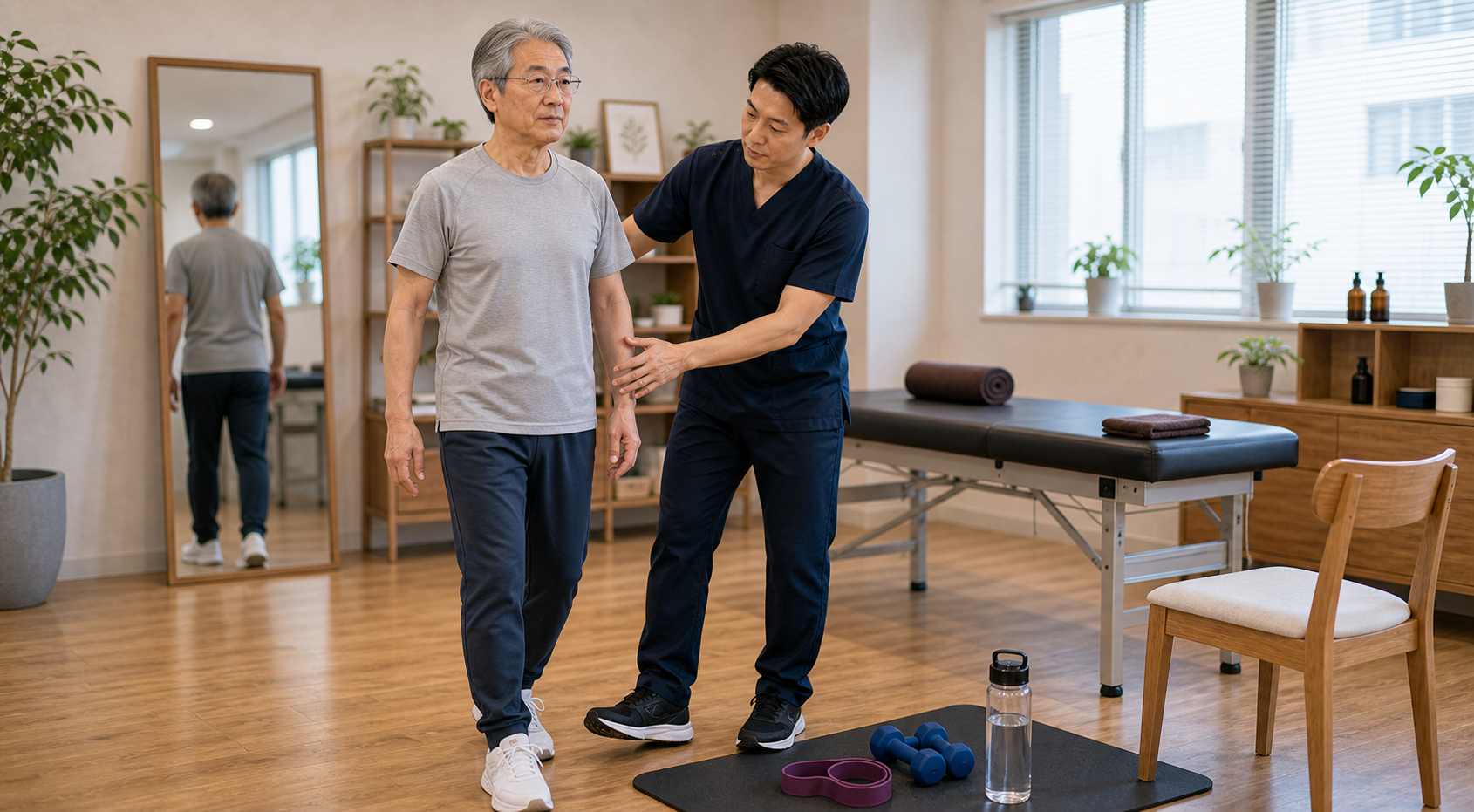 サルコペニア対策で姿勢と歩行を整体師が確認するイメージ