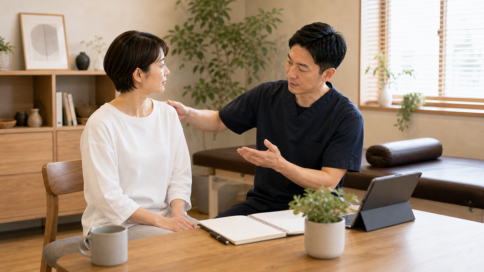 CUREPROのソフトな整体メソッドで姿勢を確認するイメージ