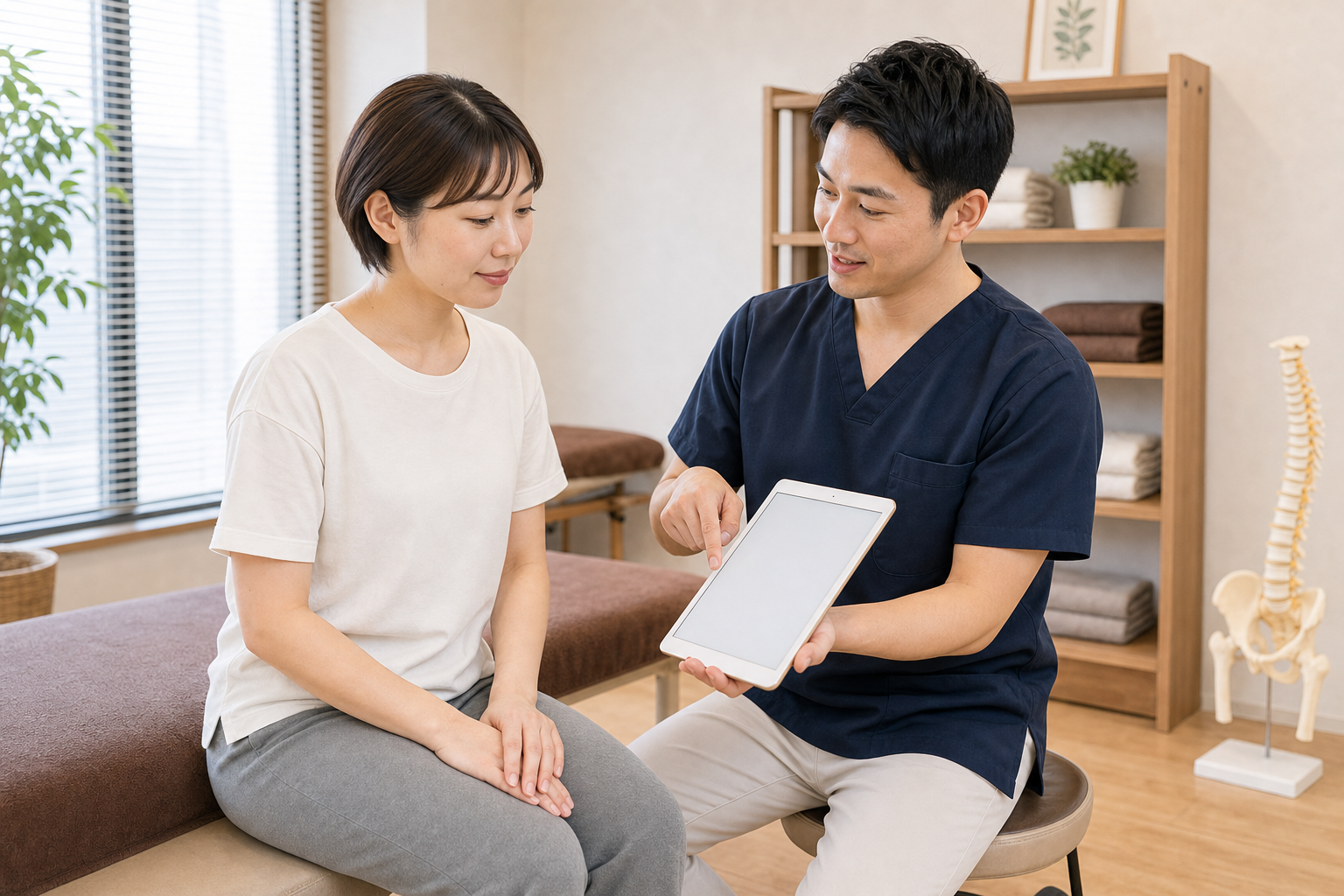 肋骨と呼吸と姿勢に対する整体方針を説明するイメージ