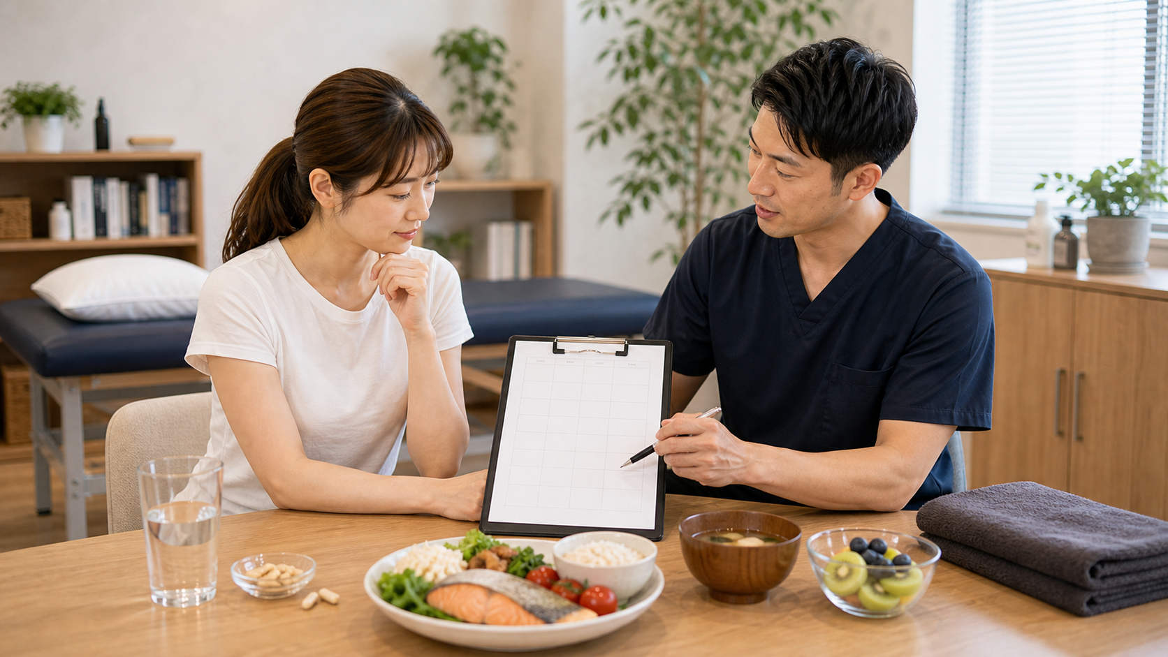 ビタミンB習慣の3ヶ月計画を整体師と相談するイメージ