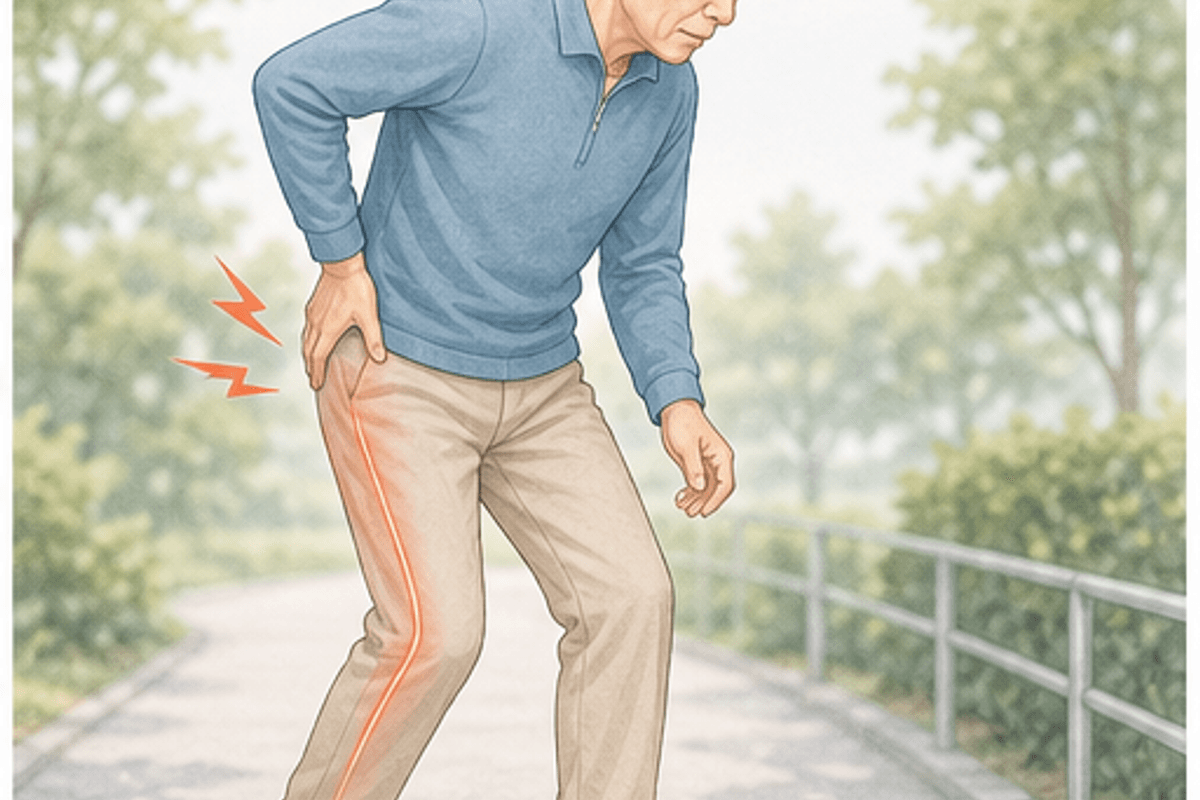 脊柱管狭窄症とストレッチの関係を最初に整理するを図解した脊柱管狭窄症のストレッチの説明画像