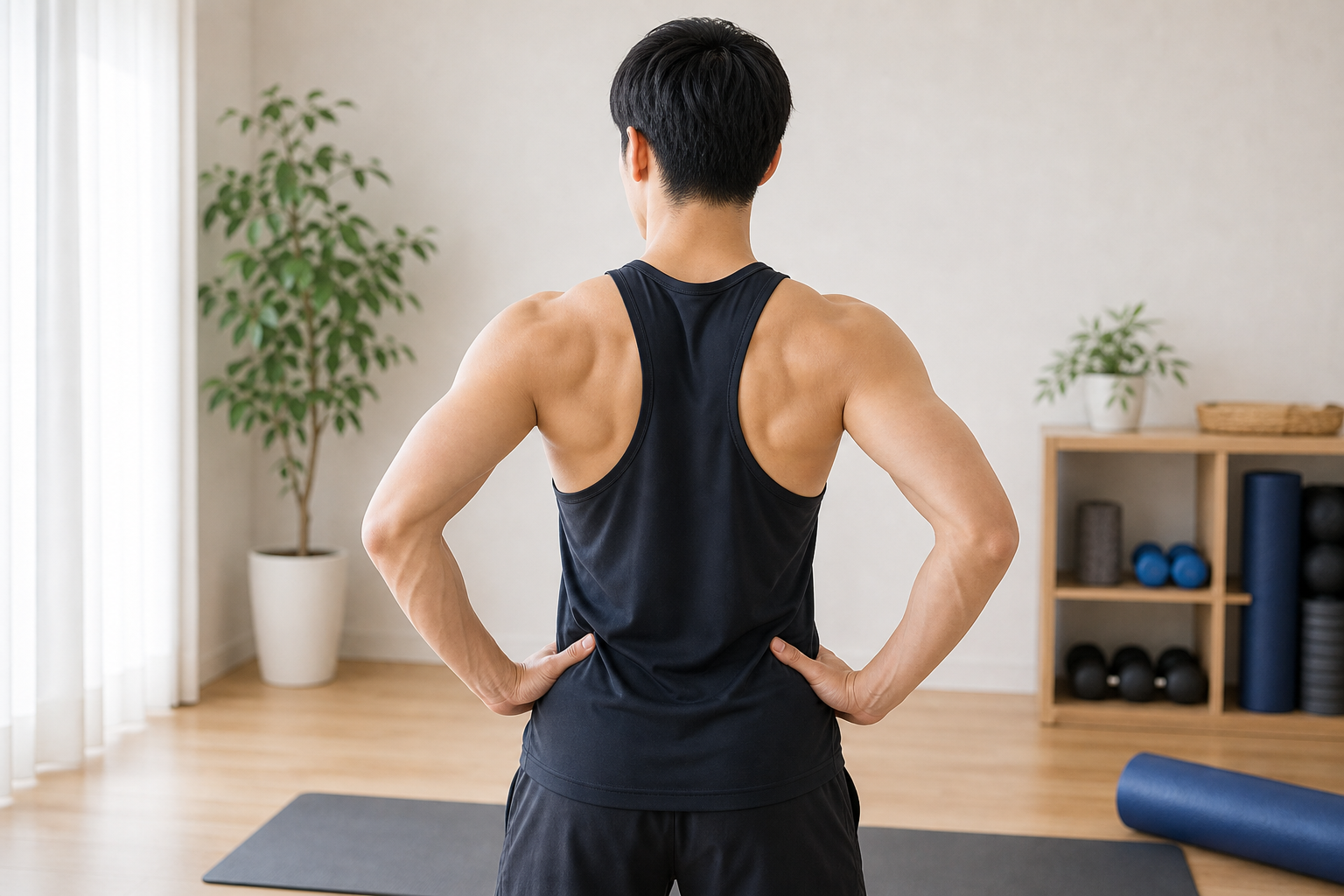 背中の筋肉と肩甲骨の動きを意識するイメージ