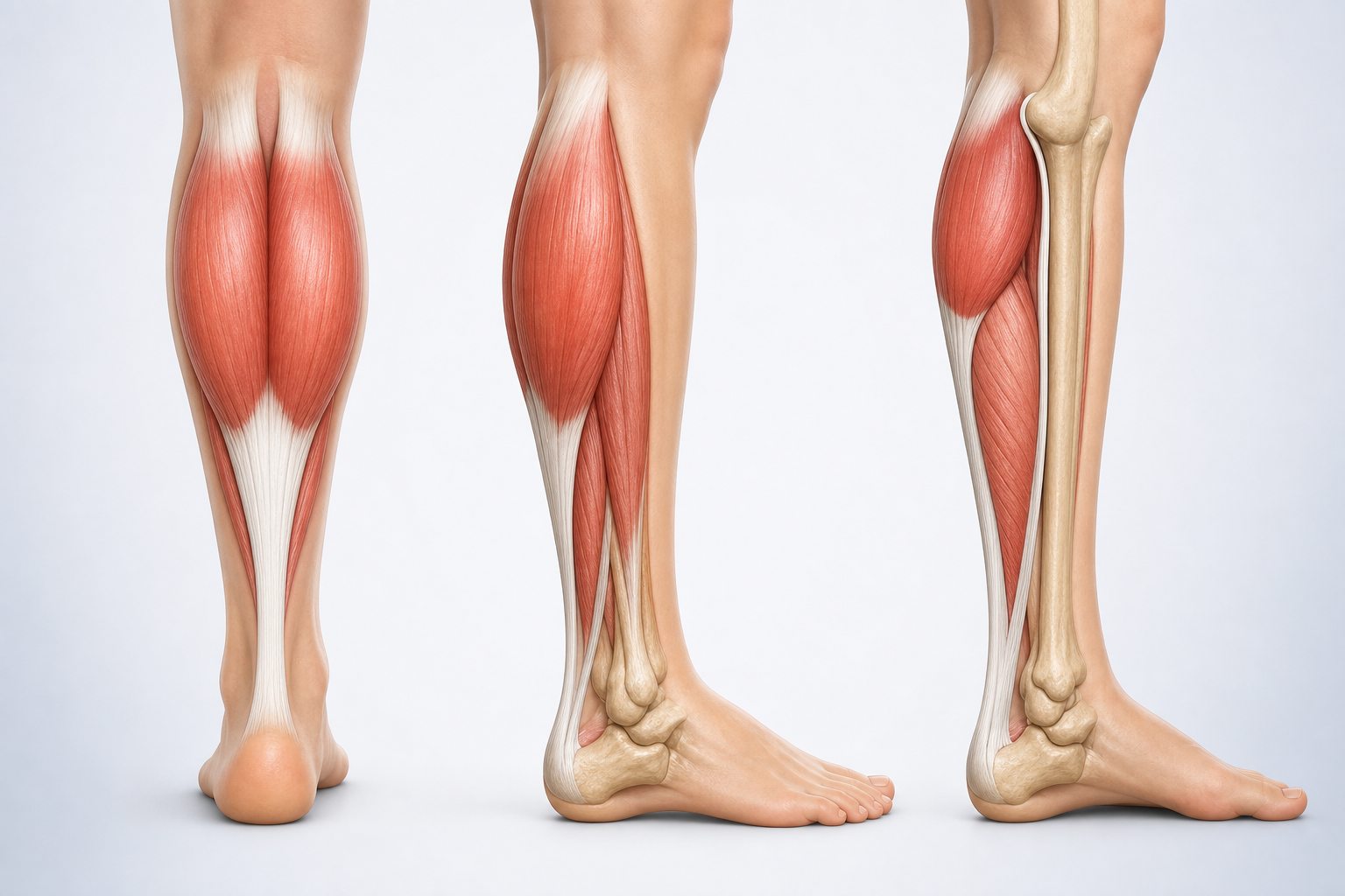 腓腹筋とヒラメ筋でできたふくらはぎの構造イメージ