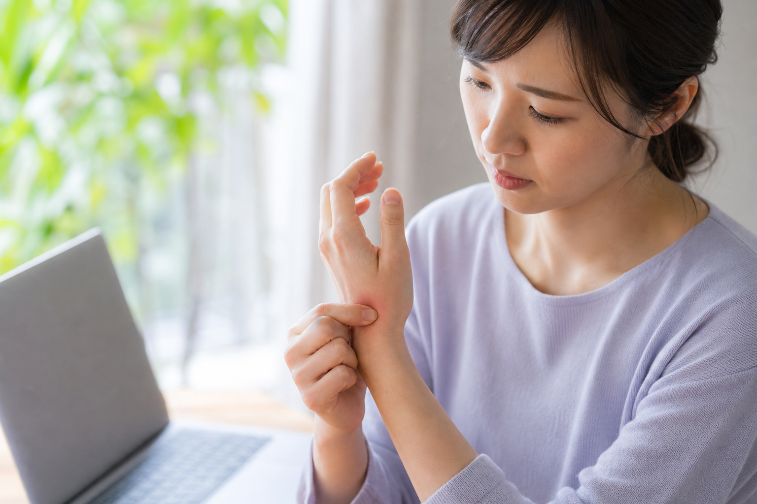 手のツボが痛い理由を確認するセルフケアイメージ