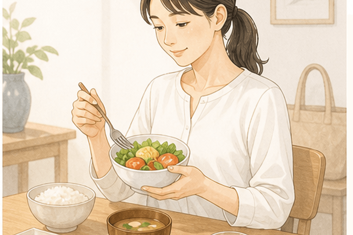 理想的な1日のスケジュール（平日版）を図解した健康的な生活スケジュールの説明画像