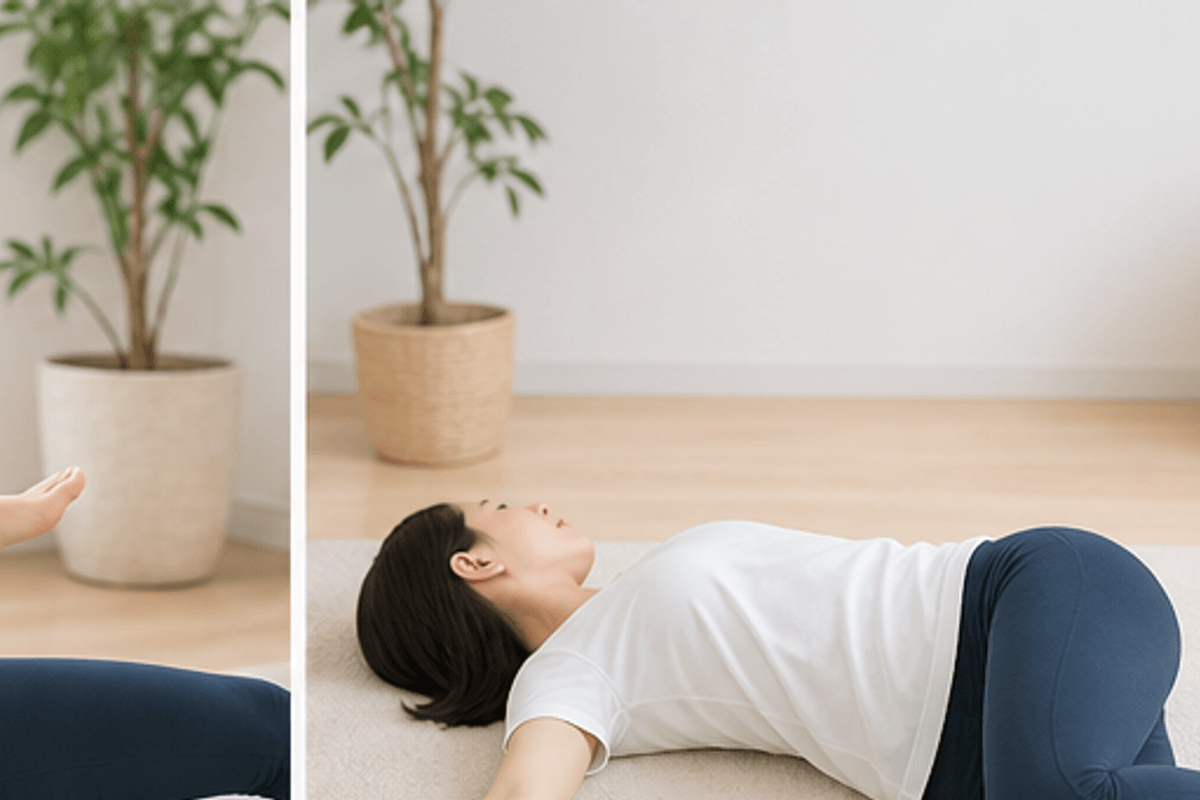寝ながらできる骨盤矯正ストレッチ7選を図解した寝ながらできる骨盤矯正ストレッチの説明画像