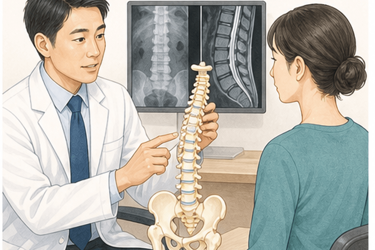 腰痛のタイプを最初に見極めるを図解した腰痛は病院か整体かの説明画像