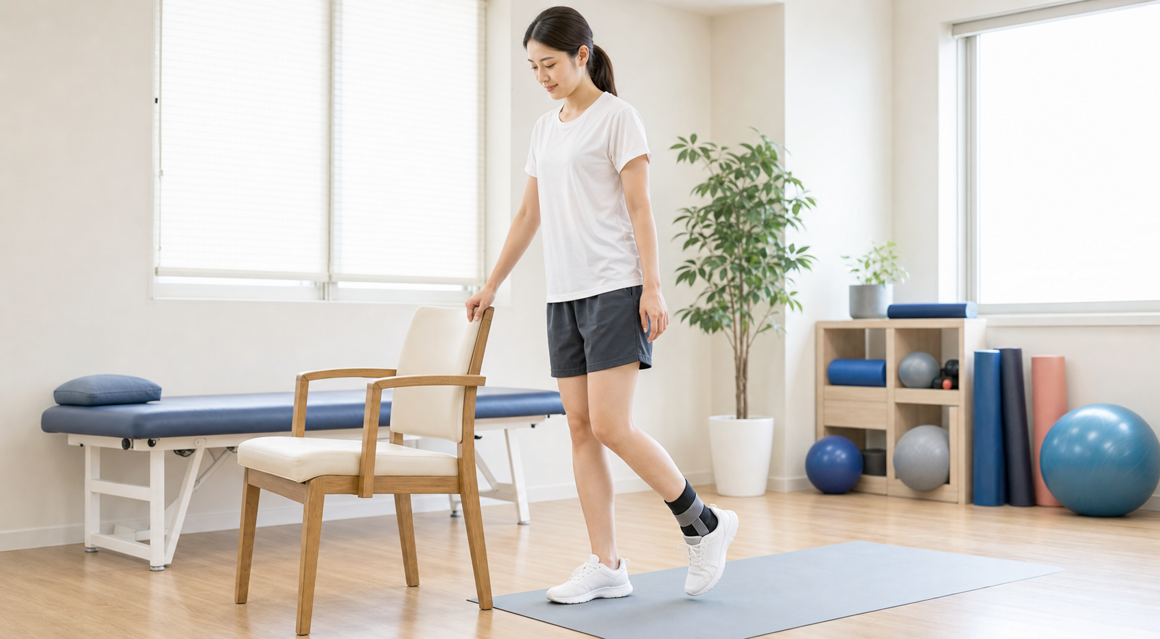 捻挫後に痛みのない範囲で少しずつ負荷をかけるイメージ