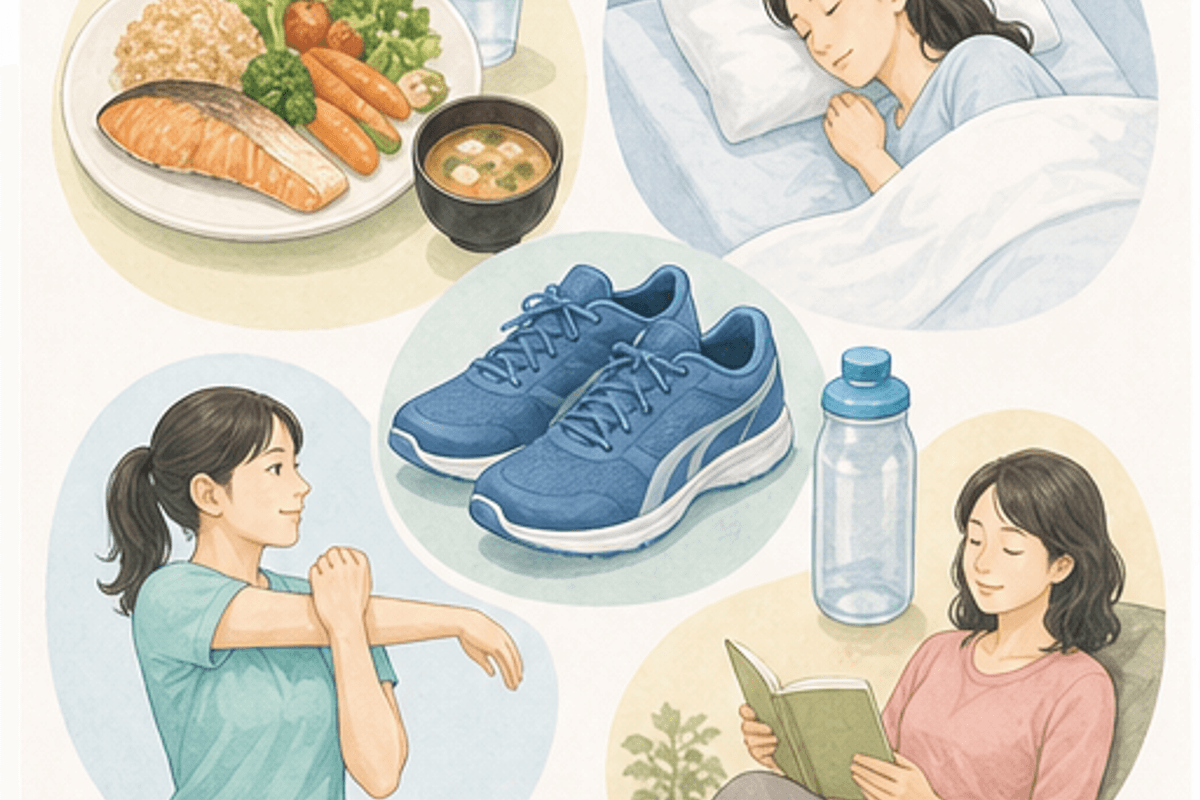 健康寿命と健康促進の関係を図解した健康促進と健康増進の違いの説明画像