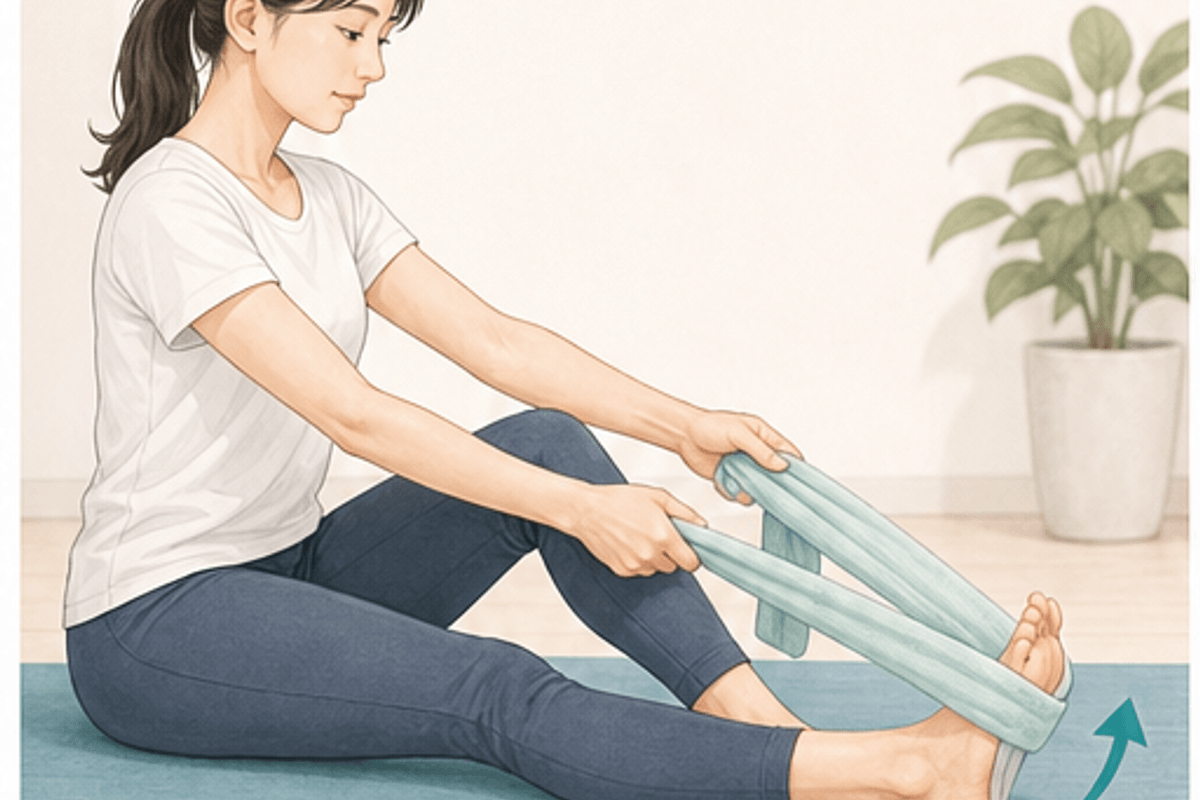 足底筋膜炎が起こる本当の原因を図解した足底筋膜炎のストレッチの説明画像