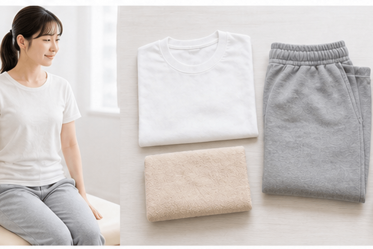 整体に行く時の服装・持ち物を図解した整体に初めて行く方への説明画像