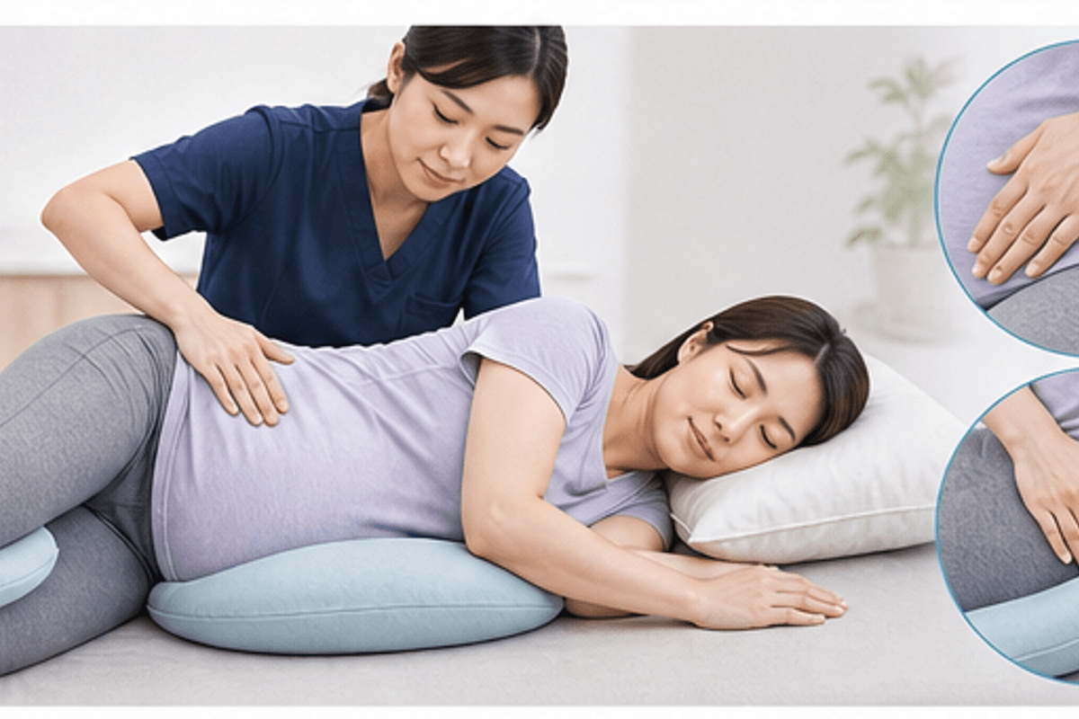 妊婦さんが整体を受ける前に確認すべきことを図解した妊婦の腰痛と整体の説明画像
