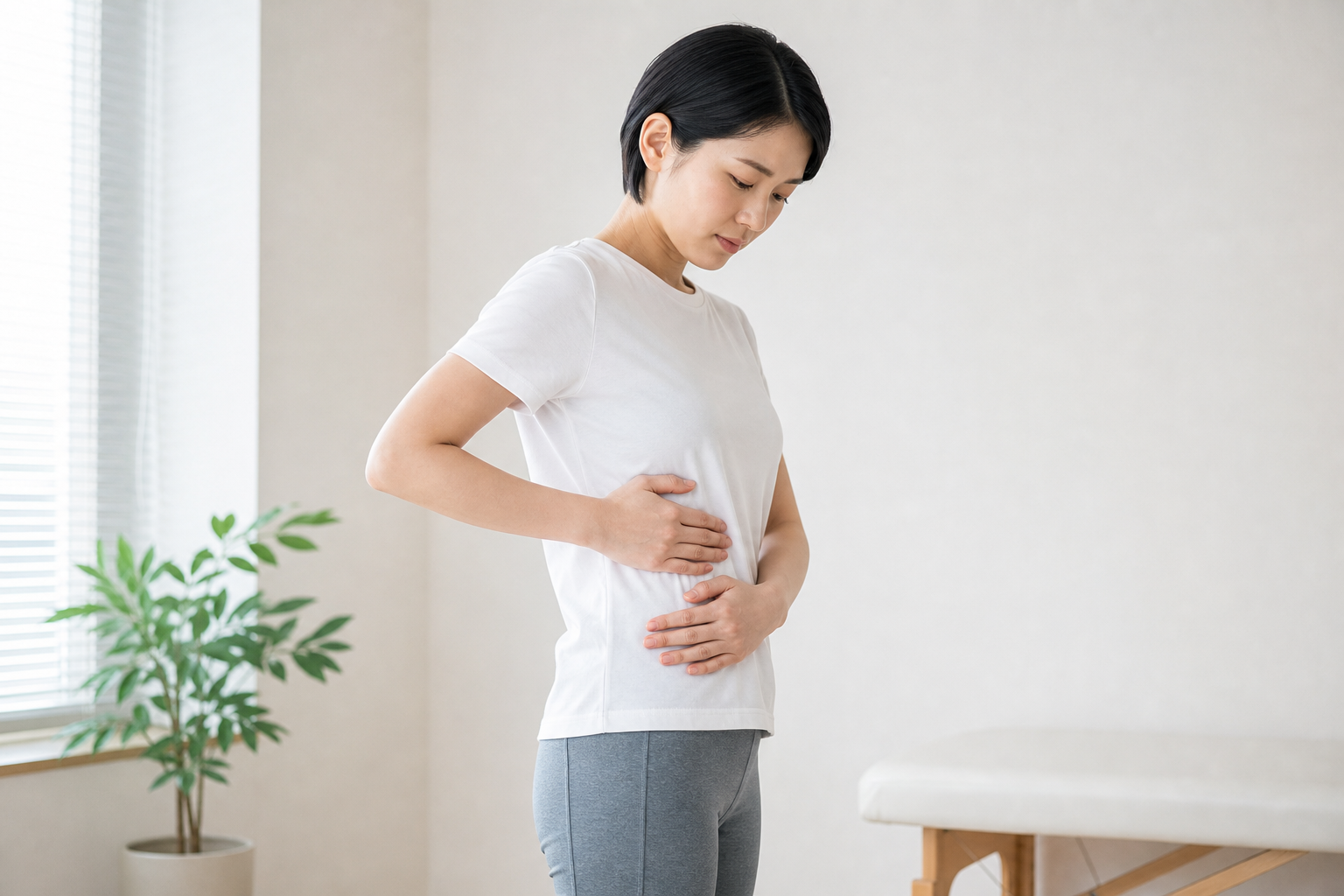 横隔膜の痛む場所を確認するイメージ