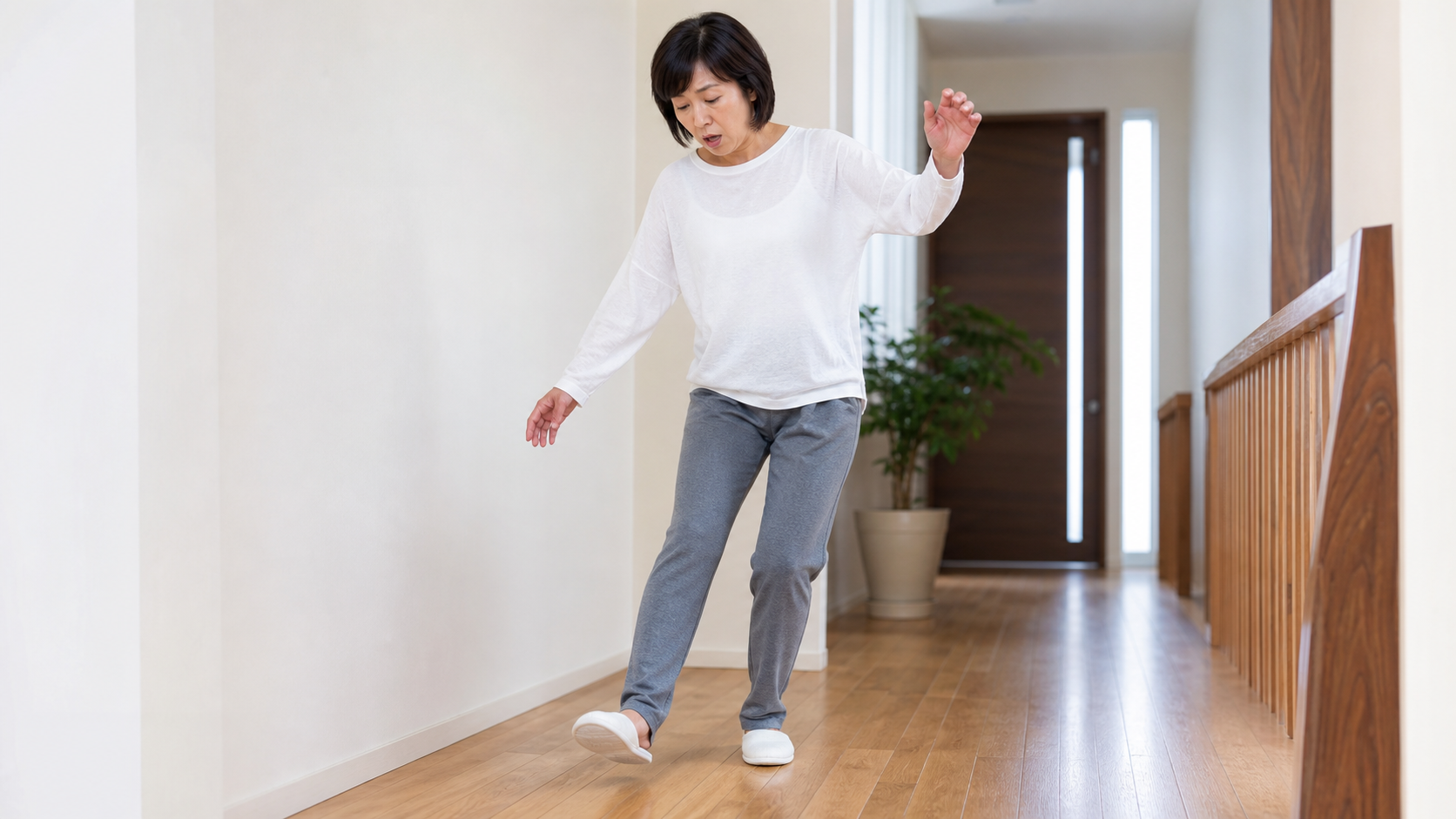 腸腰筋の衰えでつまずきやすくなる様子