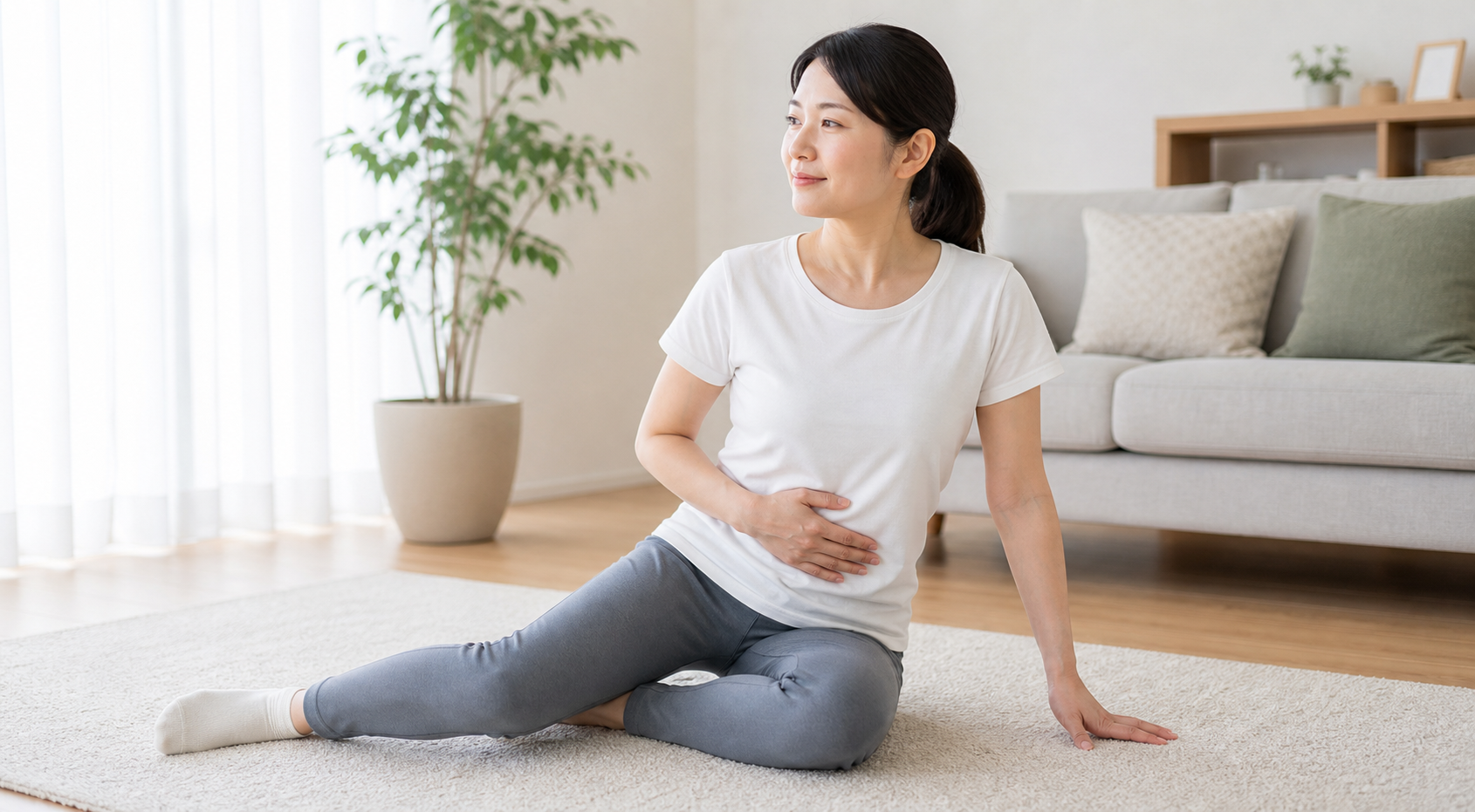 お姉さん座りが楽に感じる理由を考えるイメージ