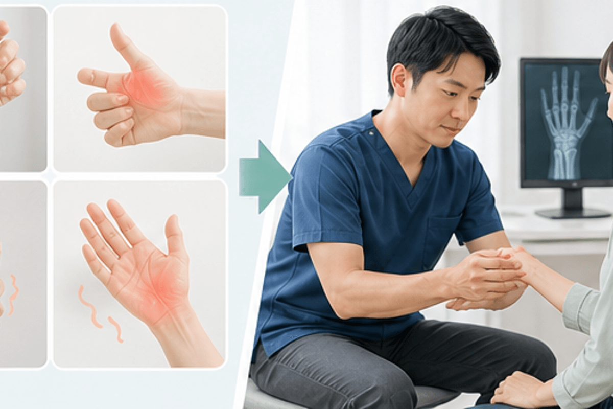腱鞘炎の症状と重症度の見分け方を図解した腱鞘炎の治し方の説明画像