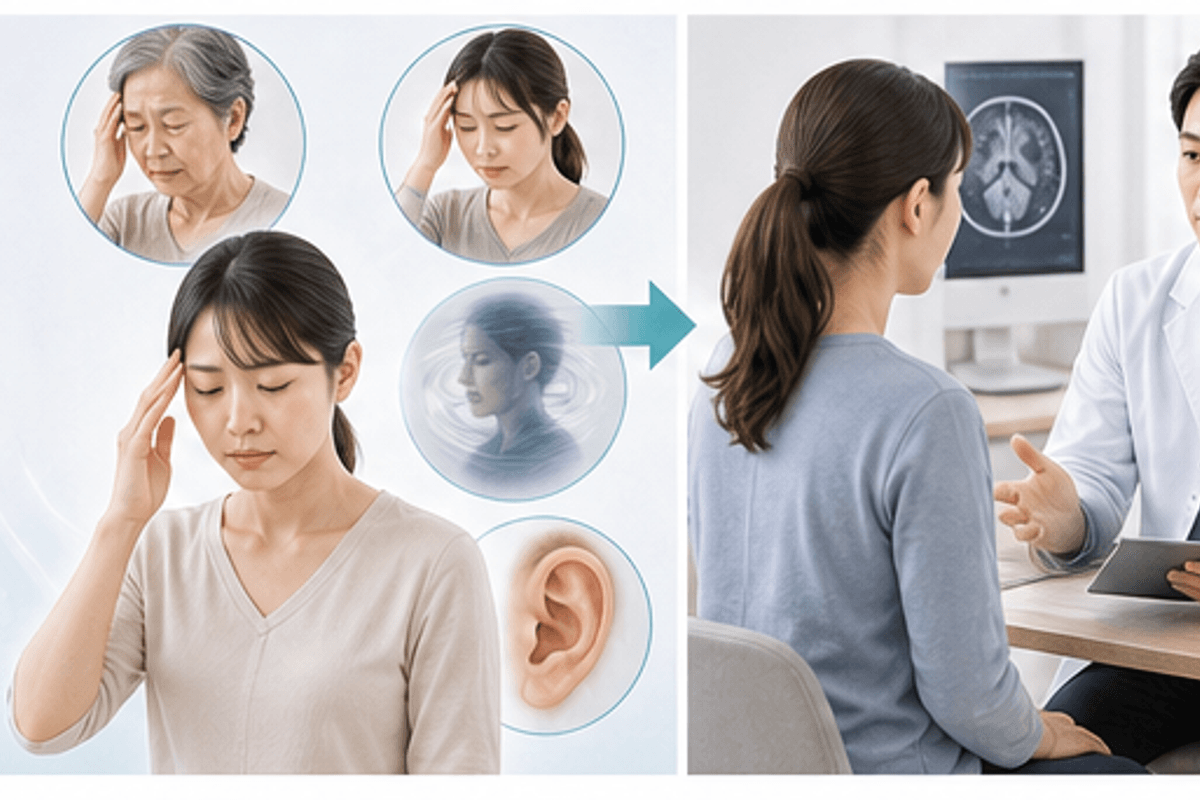 めまいの4タイプを正しく見分けるを図解しためまいに整体は効果ある？の説明画像