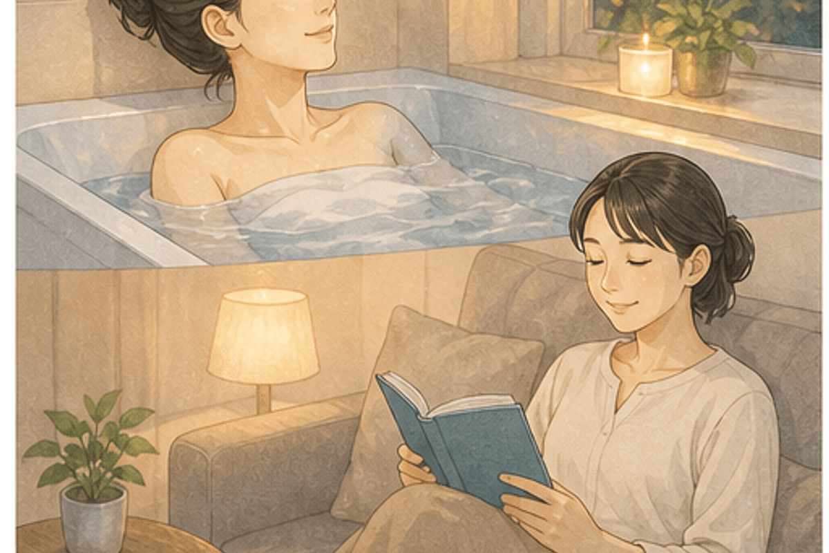 夜の過ごし方｜質の良い睡眠への準備（18:00〜23:00）を図解した健康的な生活スケジュールの説明画像