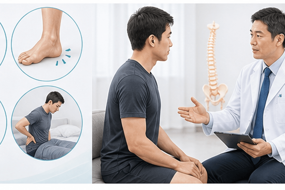 前屈で腰が痛くなる代表的なシーンと対策を図解した前屈すると腰が痛い原因と対処法の説明画像