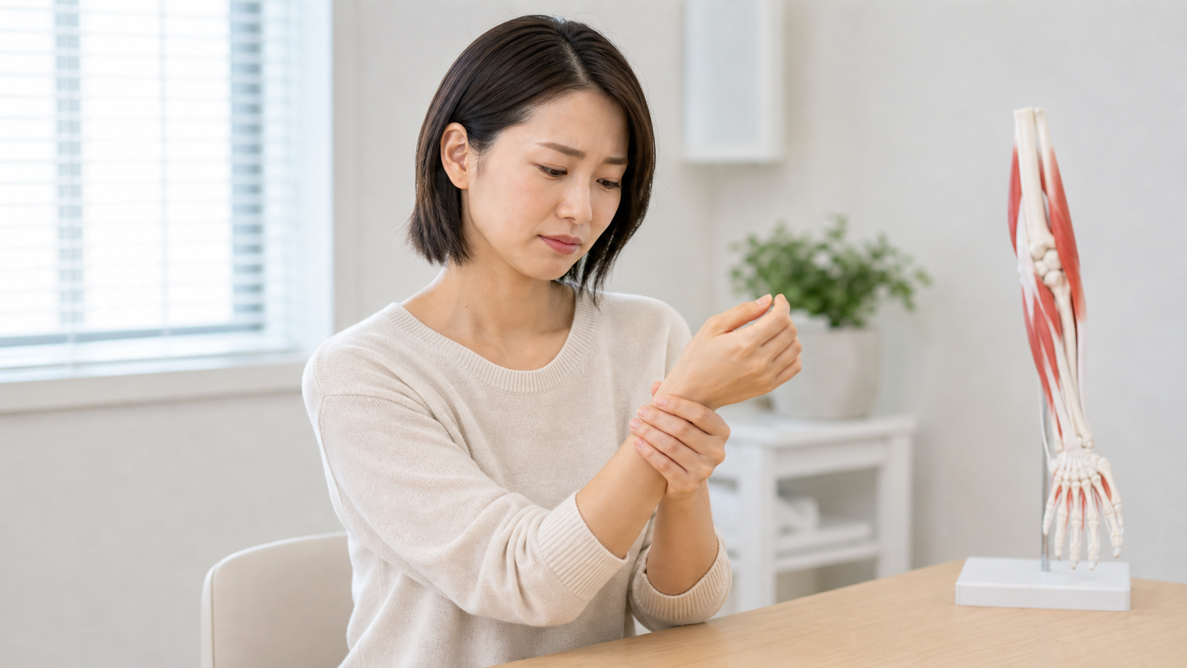 腕や手首の痛みと骨や関節の関わりを示すイメージ