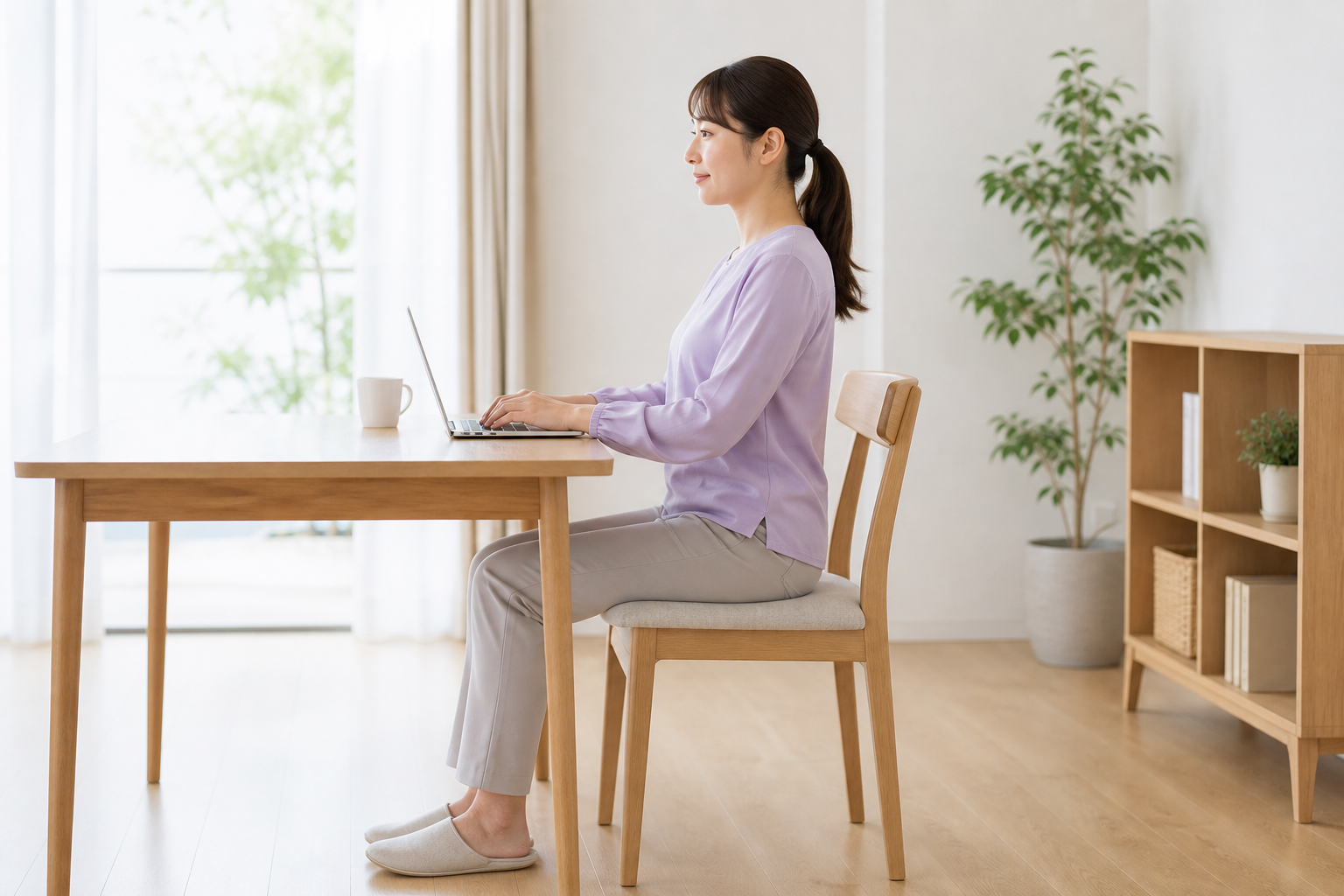 体への負担が少ない正しい座り方のイメージ