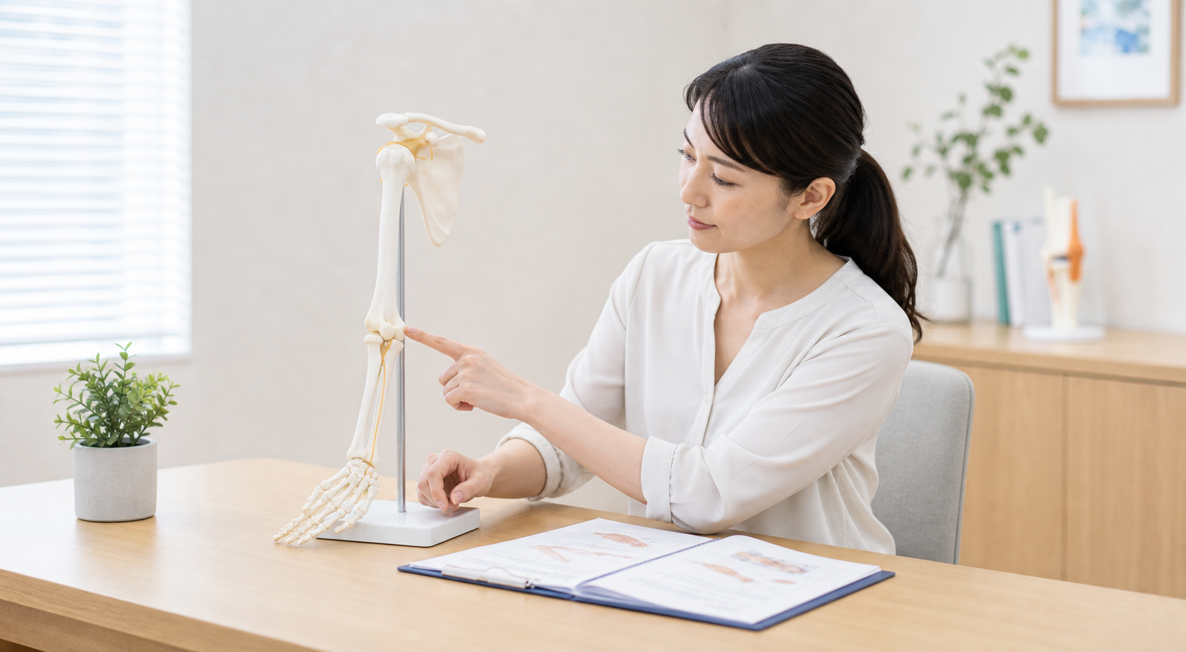 腕の痛みで医療機関に相談するイメージ