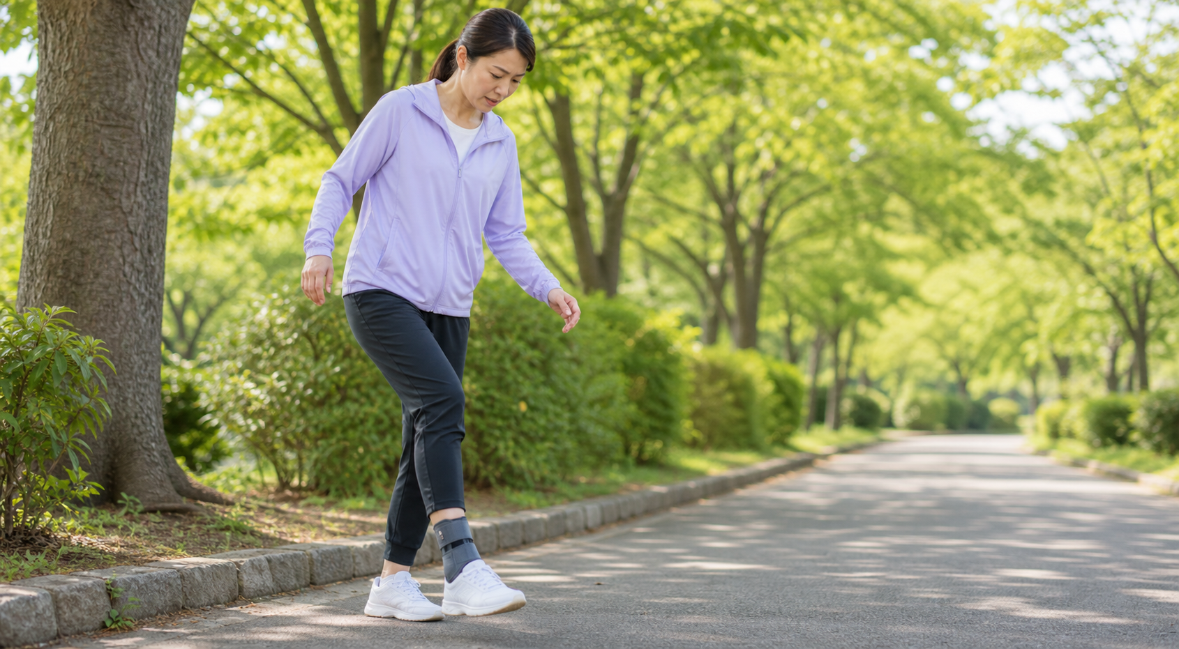 足首の捻挫を繰り返さないために歩き方を確認するイメージ
