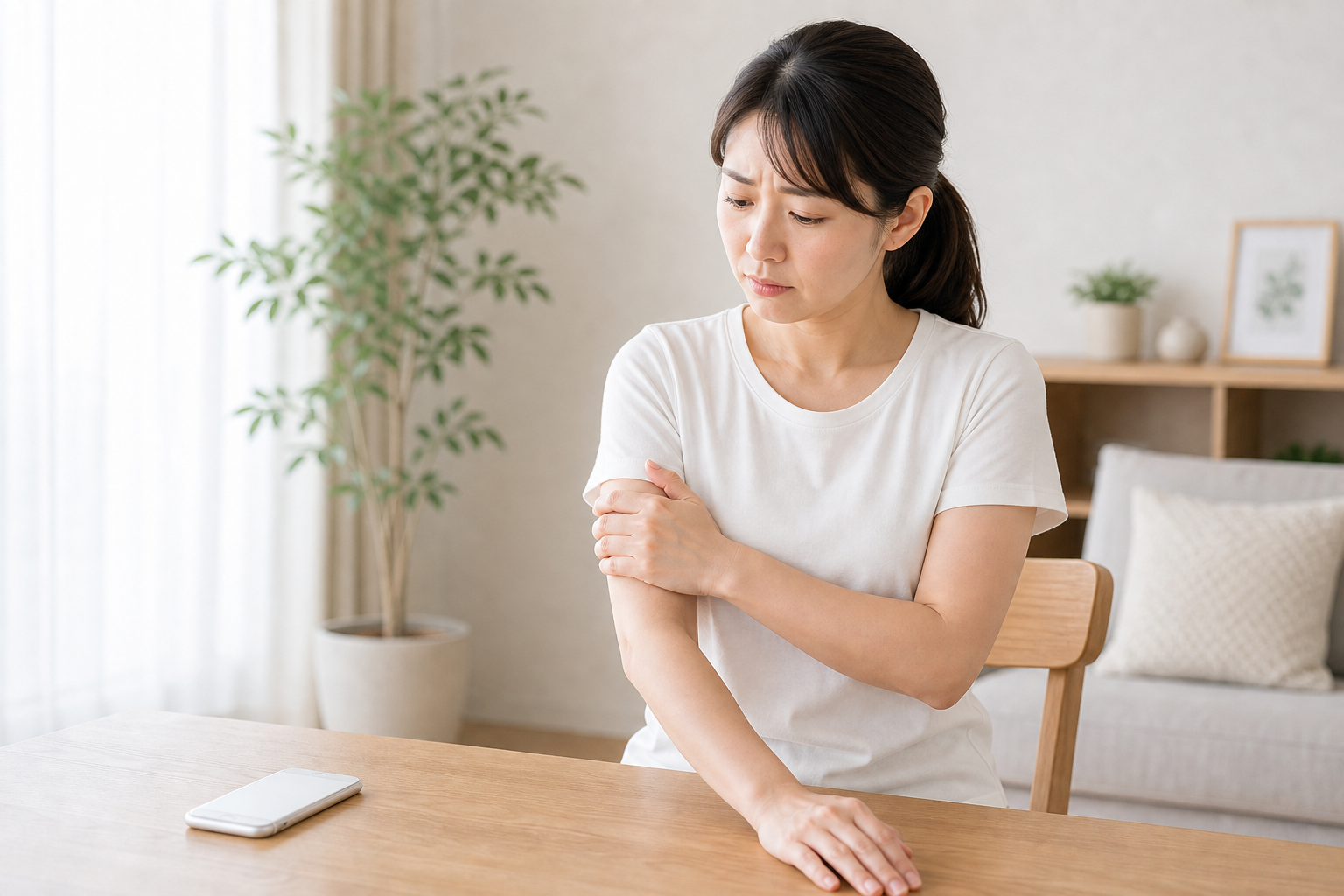 二の腕の痛みで医療機関へ相談するイメージ