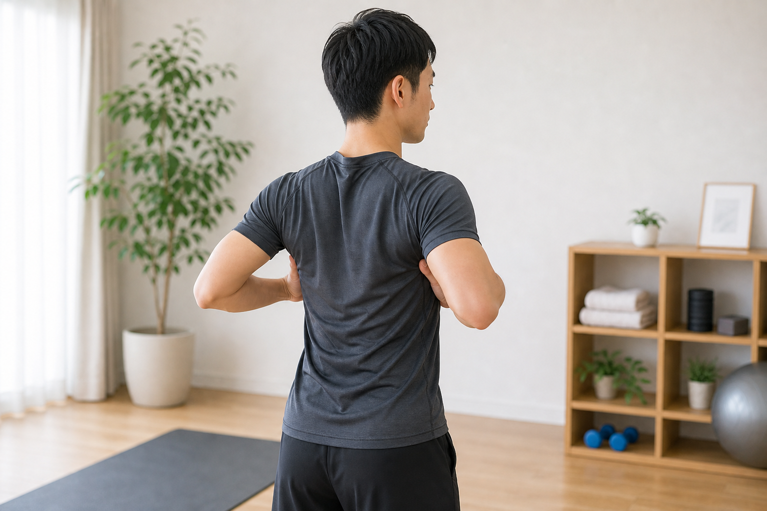 背中の筋トレで肩甲骨を寄せるコツのイメージ