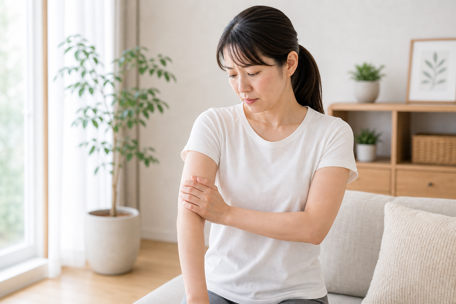二の腕の痛みで避けたいNG行動のイメージ