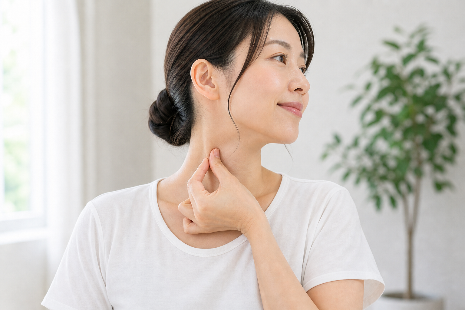 胸鎖乳突筋をやさしくつまんでほぐす方法