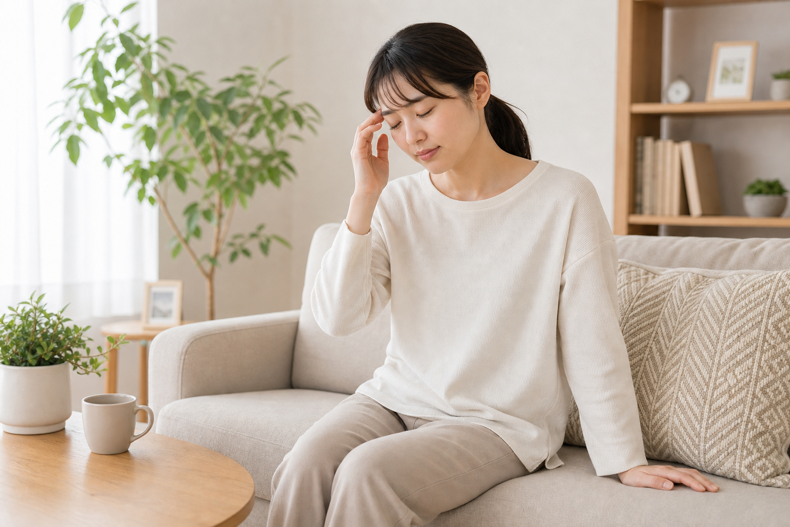 めまいが強い時は座って安静にするイメージ