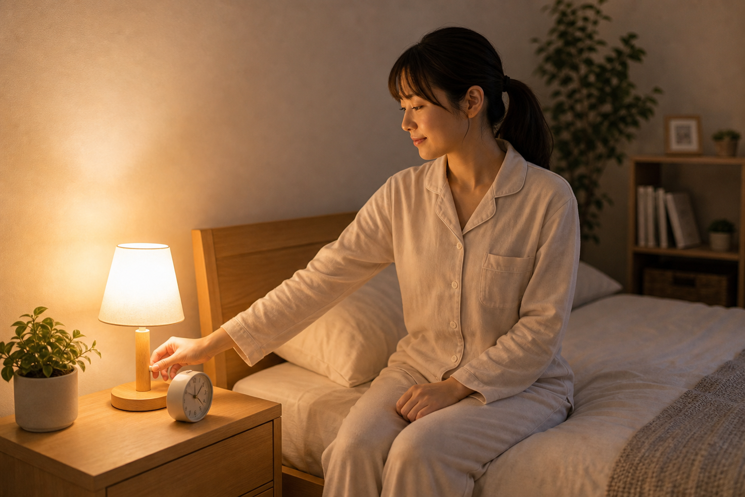 めまい予防のために睡眠リズムを整えるイメージ