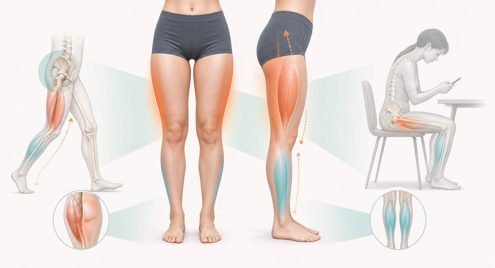 脚の筋肉バランスとふくらはぎのだるさを説明するイメージ