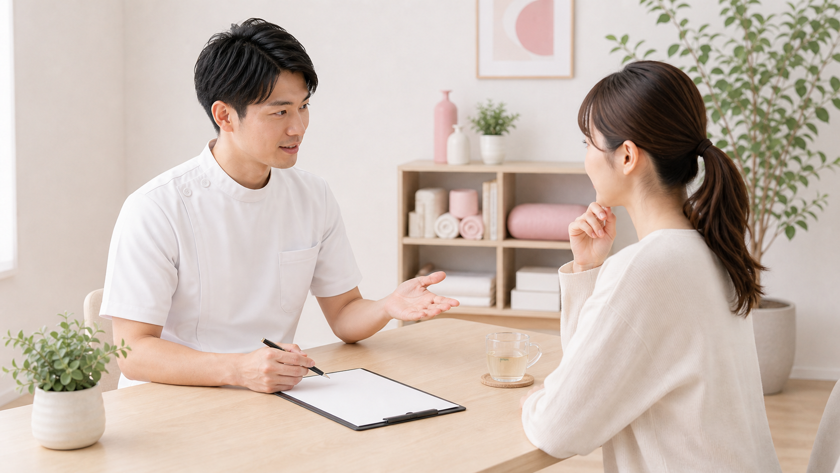 脚の症状について専門家に質問するイメージ