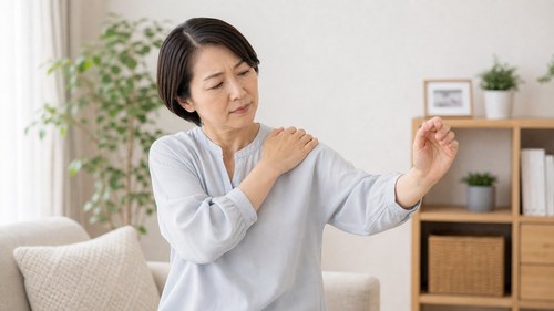 いかり肩で肩が上がっている状態を確認するイメージ