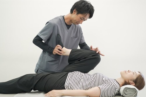 左腰の痛みに関係しやすい筋肉や骨盤を確認するイメージ
