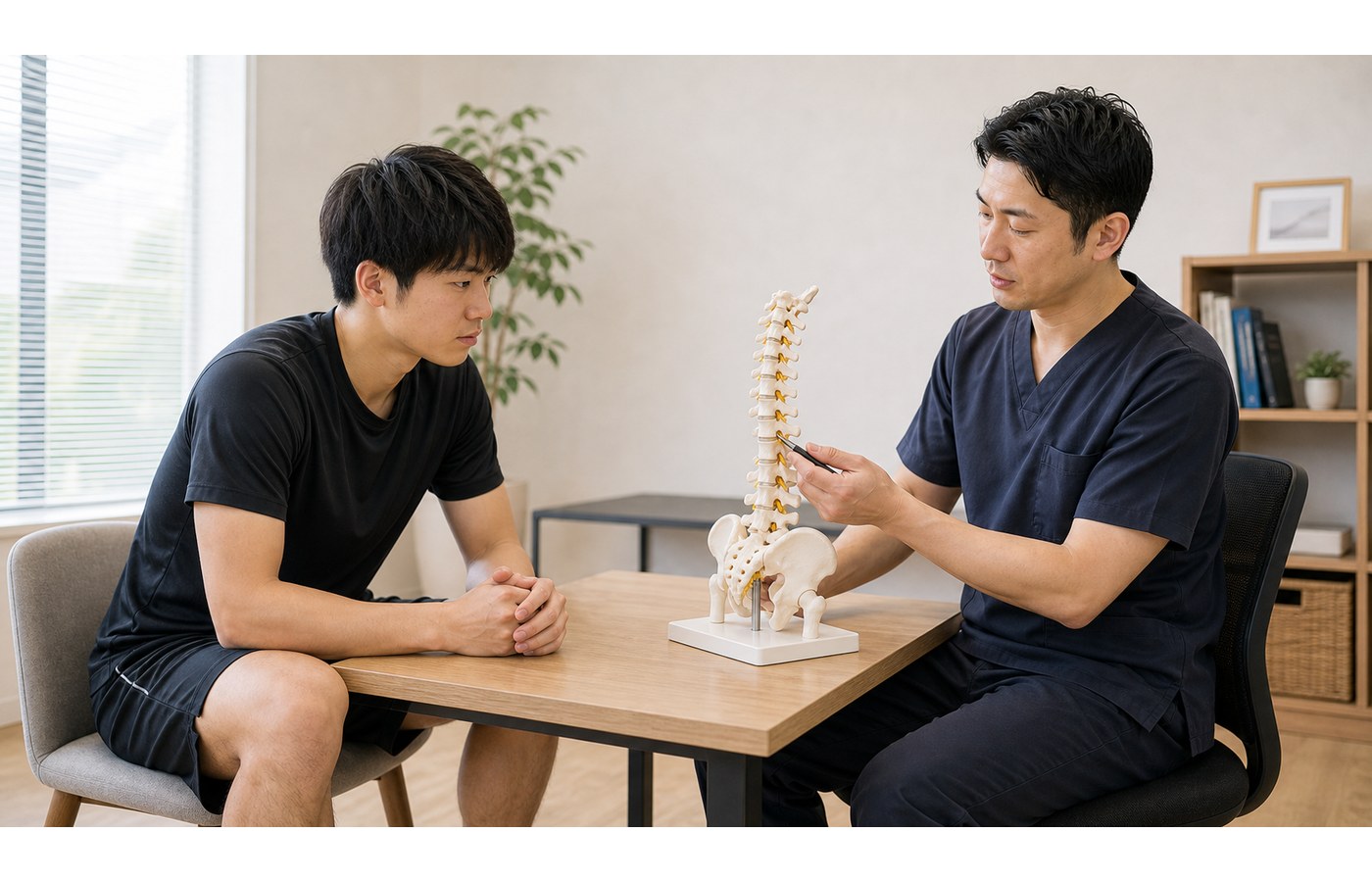 腰椎分離症に関わる腰椎や骨盤まわりの状態を確認するイメージ