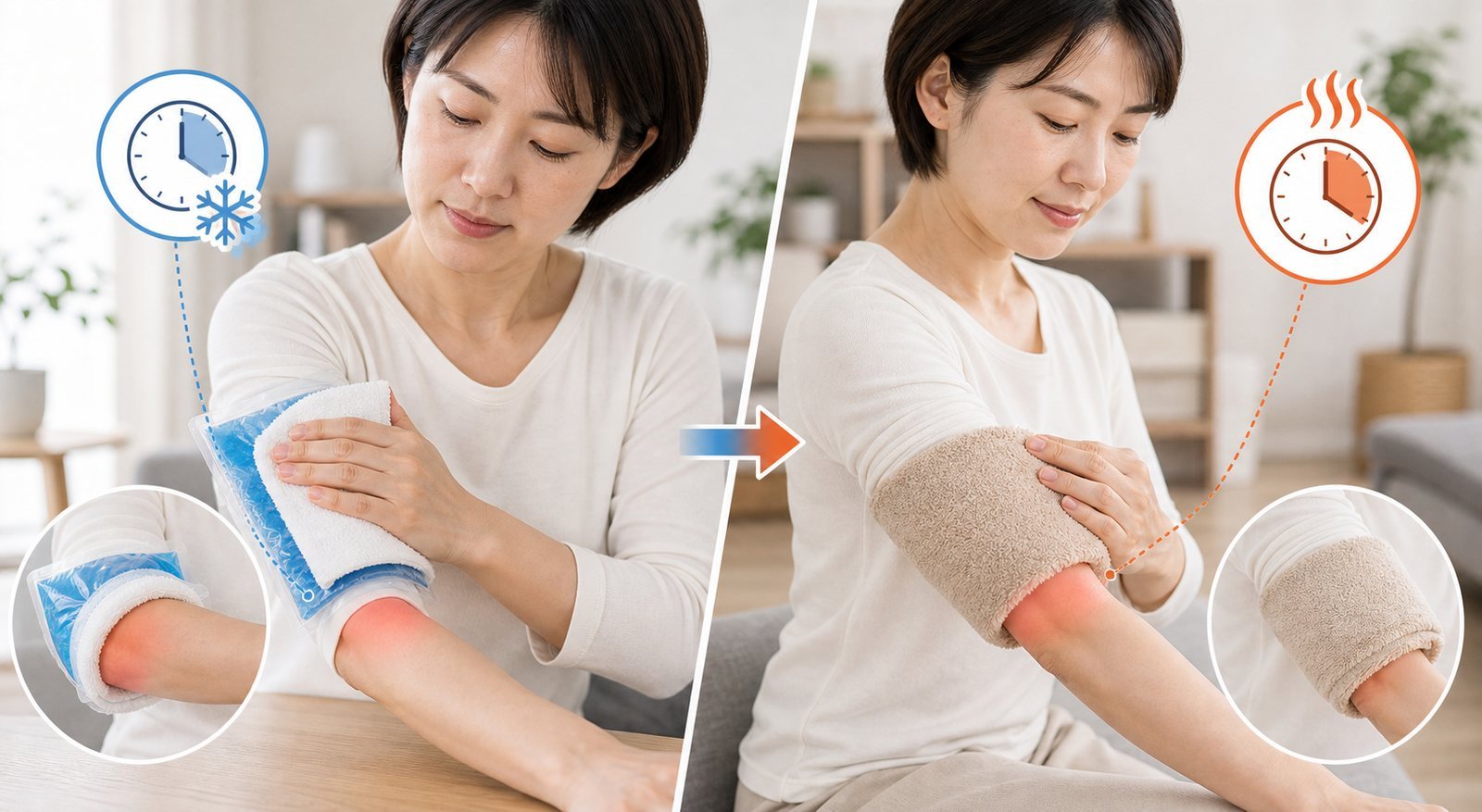 ゴルフ肘の仕組みと肘内側の負担を確認するイメージ