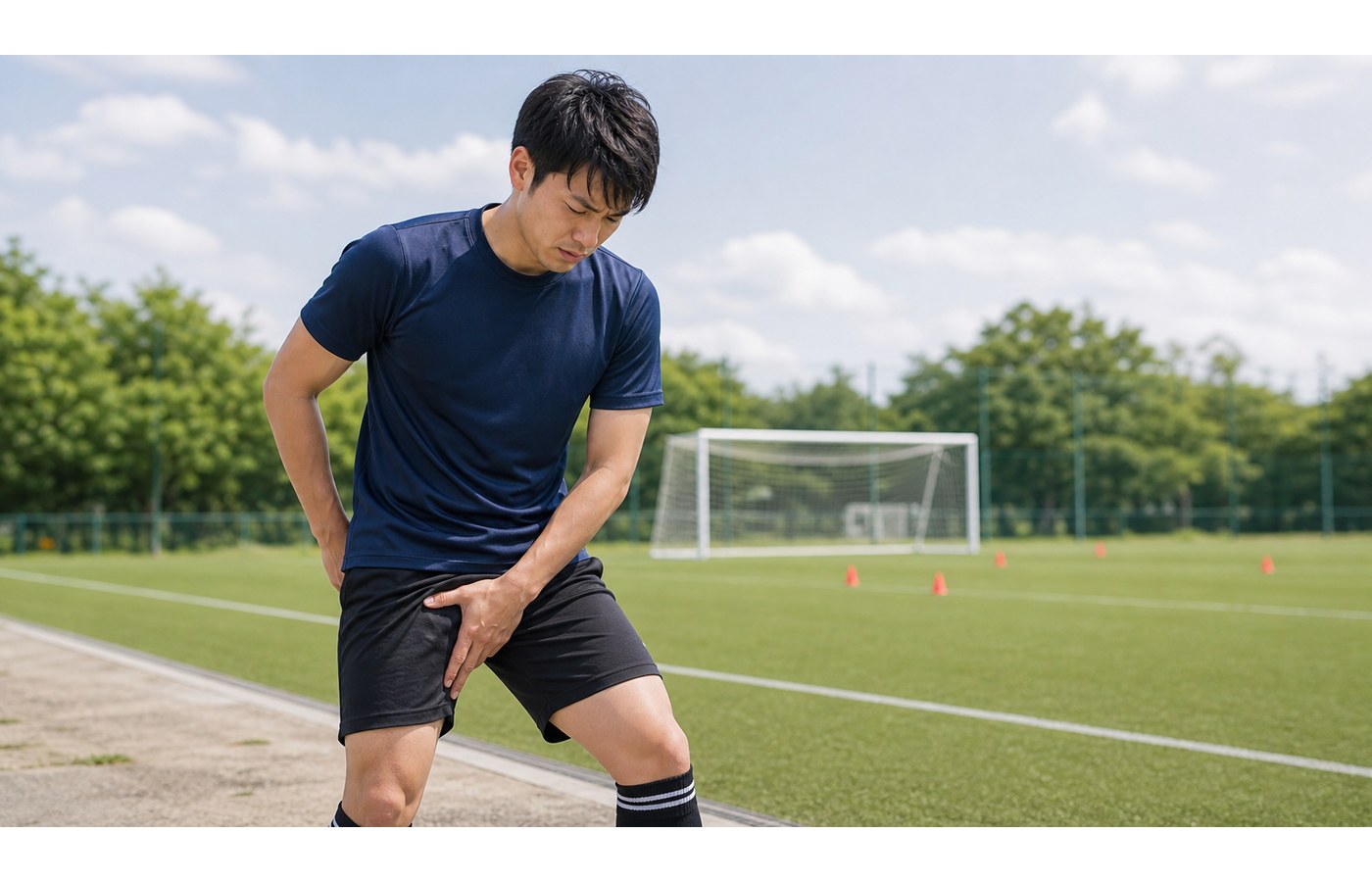 三郷中央でグロインペイン症候群による脚の付け根の痛みに悩むイメージ