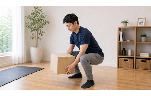腰に負担をかけにくい動作を確認するイメージ