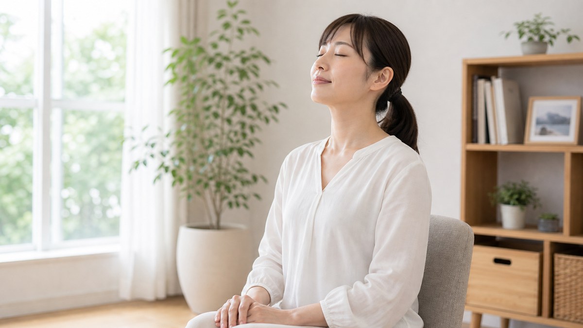 呼吸を整えて首肩の緊張をゆるめるセルフケア